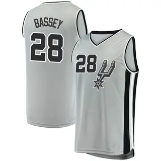 Men's Charles Bassey San Antonio Spurs Fanatics Branded Fast Break Silver Jersey - Statement Edition
