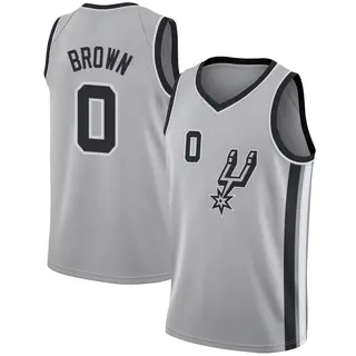 Men's Maliq Brown San Antonio Spurs Nike Swingman Brown Silver Jersey - Statement Edition