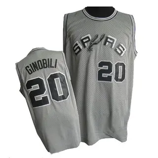 Men's Manu Ginobili San Antonio Spurs Adidas Authentic Grey Throwback Finals Patch Jersey