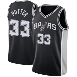 Men's Micah Potter San Antonio Spurs Nike Swingman Black Jersey - Icon Edition