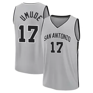 Men's Stanley Umude San Antonio Spurs Fast Break Silver 2024/25 Statement Edition Jersey