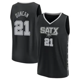 Men's Tim Duncan San Antonio Spurs Fanatics Branded Fast Break Black Statement Edition 2022/23 Jersey