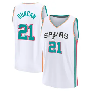 Men's Tim Duncan San Antonio Spurs Fanatics Branded Fast Break White 2021/22 Replica City Edition Jersey