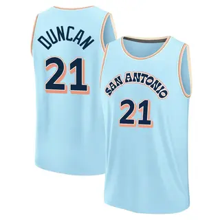 Men's Tim Duncan San Antonio Spurs Fast Break Light Blue Fanatics 2024/25 City Edition Jersey