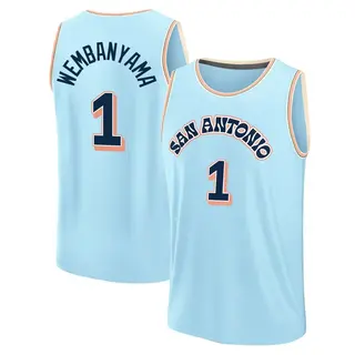 Men's Victor Wembanyama San Antonio Spurs Fast Break Light Blue Fanatics 2024/25 City Edition Jersey