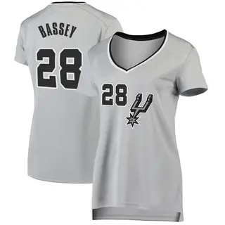 Women's Charles Bassey San Antonio Spurs Fanatics Branded Fast Break Silver Jersey - Statement Edition