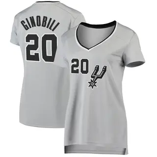 Women's Manu Ginobili San Antonio Spurs Fanatics Branded Fast Break Silver Jersey - Statement Edition