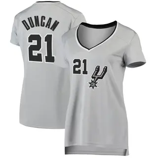 Women's Tim Duncan San Antonio Spurs Fanatics Branded Fast Break Silver Jersey - Statement Edition
