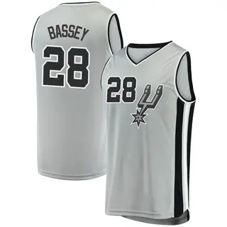 Youth Charles Bassey San Antonio Spurs Fanatics Branded Fast Break Silver Jersey - Statement Edition