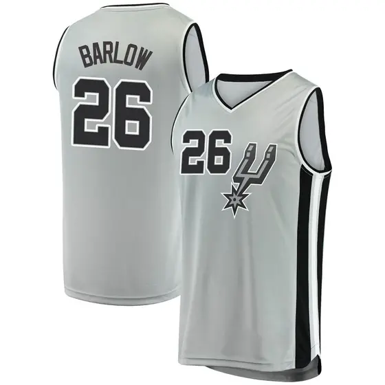 Youth Dominick Barlow San Antonio Spurs Fanatics Branded Fast Break Silver Jersey - Statement Edition