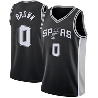 Youth Maliq Brown San Antonio Spurs Nike Swingman Black Jersey - Icon Edition