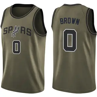 Youth Maliq Brown San Antonio Spurs Nike Swingman Green Salute to Service Jersey