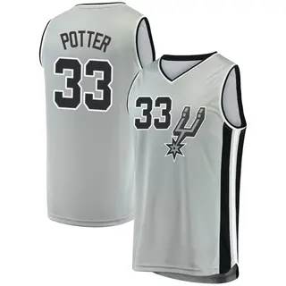 Youth Micah Potter San Antonio Spurs Fanatics Branded Fast Break Silver Jersey - Statement Edition