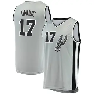 Youth Stanley Umude San Antonio Spurs Fanatics Branded Fast Break Silver Jersey - Statement Edition